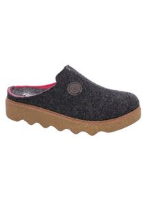 Pantoffel Rohde "Foggia-D", Damen, Gr. 42, grau (dunkelgrau, meliert), Filz, Schuhe Pantoffel, Hausschuh, Clog, zweifarbiger Homeslipper mit Profilsohle