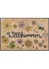 wash+dry Fussmatte, Mehrfarbig, Textil, Schriftzug, rechteckig, 50x75 cm, Oeko-Tex&reg; Standard 100, rutschfest, Teppiche und B&ouml;den, Schmutzfangmatten, Fu&szlig;matten