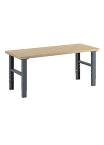 Werkbank, Baukastensystem, H&ouml;he 740 - 1000 mm, BxT 2000 x 800 mm, Buchemassivplatte eurokraft basic