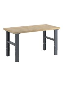 eurokraft basic Werkbank, bouwdoossysteem, hoogte 740 - 1000 mm, b x d 1600 x 800 mm, massief beukenhouten blad