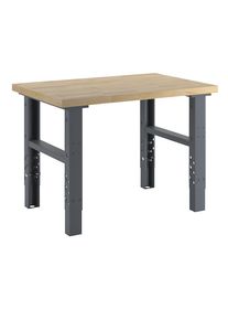 eurokraft basic Werkbank, bouwdoossysteem, hoogte 740 - 1000 mm, b x d 1200 x 800 mm, massief beukenhouten blad
