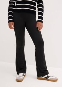 bonprix Pantaloni termo cu dos flaușat moale, evazați, negru, 128/134