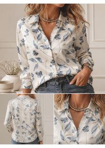 Casual All-match Collared Blouse, Women Long Sleeve Loose Fit Elegant Outdoor Daily Commuter Top