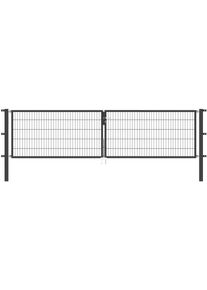 Zaundoppelt&uuml;r Alberts "Flexo", grau (anthrazit), B:400cm H:100cm, Stahl, Tore, Zaundoppelt&uuml;r, 400 cm Breite, in versch. H&ouml;hen