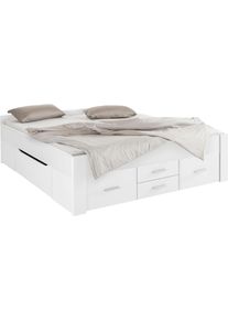 Bett Rauch "Scala", wei&szlig;, B:185cm H:60cm L:207cm, Betten, Bett, mit Schubk&auml;sten in 3 Varianten