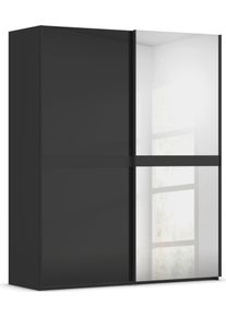 Schwebet&uuml;renschrank Rauch "Kleiderschrank Schrank Garderobe Schlafzimmerschrank SCALE-LINE", schwarz (schwarz, glas schwarz), B:181cm H:223cm T:68cm, Holzwerkstoff, Schr&auml;nke, Schwebet&uuml;renschrank, edle Optik mit Bauchbinde mit Glas/Spiegel-Front MADE IN GERMANY