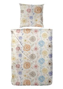 Bettw&auml;sche Primera "Feinbiber-Bettw&auml;sche Frida", bunt (braun), B/L: 135cm x 200cm, 1 Stk., 1 Stk., Feinbiber, B/L: 80cm x 80cm, 2 Stk., Feinbiber, Obermaterial: 100% Baumwolle, Bettw&auml;sche, Bettw&auml;sche, mit fr&ouml;hlichem Blumenmuster