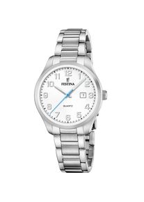 Quarzuhr Festina "Classic Steel", silber (silberfarben, wei&szlig;), Armbanduhren, Damen, Quarzuhr, Armbanduhr, Damenuhr, Edelstahlarmband, analog, Tag