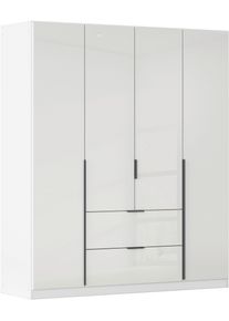 Dreht&uuml;renschrank OTTO HOME "Kleiderschrank Kleiderschr&auml;nke Schrank Garderobe AGORDO mit Glasfront", wei&szlig; (alpinwei&szlig;, glas kristallwei&szlig;), B:181cm H:229cm T:54cm, Holzwerkstoff, Schr&auml;nke, Dreht&uuml;renschrank, mit Au&szlig;enschubk&auml;sten, in 7 Breiten und 2 H&ouml;hen MADE IN GERMANY