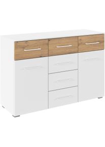 Kombikommode Rauch "Sideboard Kommode Schubladenkommode T&uuml;renkommode BOSTON-EXTRA", alpinwei&szlig;, eiche artisan, B:120cm H:81cm T:42cm, Holzwerkstoff, Sideboards, Kombikommode, mit 6 ger&auml;umigen Schubladen, Einlegeb&ouml;den verstellbar MADE IN GERMANY