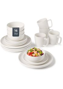 Geschirr-Set OTTO HOME "Tommik, au&szlig;en matt, innen gl&auml;nzend", wei&szlig;, 16 Stk., Steinzeug, Geschirr-Sets, Geschirr-Set, sp&uuml;lmaschinenfest und mikrowellengeeignet