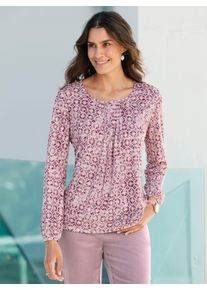 Print-Shirt Inspirationen "Druck-Shirt", Damen, Gr. 40, rosa (elfenbein, mauve, bedruckt), 72% Polyester, 28% Viskose, gemustert, mehrfarbig, Rundhals, Shirts Print-Shirt