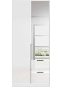 Dreht&uuml;renschrank OTTO HOME "Kleiderschrank Schrank Garderobe AGORDO mit Dekor- oder Hochglanzfront", wei&szlig; (alpinwei&szlig;, hochglanz wei&szlig;), B:91cm H:210cm T:54cm, Holzwerkstoff, Schr&auml;nke, Dreht&uuml;renschrank, mit Au&szlig;enschubk&auml;sten, in 7 Breiten und 2 H&ouml;hen MADE IN GERMANY