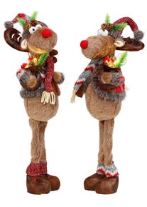 Bonetti LED Dekofigur "Weihnachtsdeko", bunt, H: 50cm, 2 Stk., Leuchten, Rentiere mit Skiern in der Hand, 2er Set, LED Dekofigur