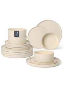 Geschirr-Set OTTO HOME "Ylvii, au&szlig;en matt, innen gl&auml;nzend", beige, 18, Steinzeug, Geschirr-Sets, Geschirr-Set, sp&uuml;lmaschinenfest und mikrowellengeeignet