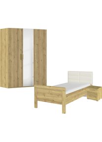 Schlafzimmer-Set Rauch "Komplettschlafzimmer Schlafzimmer EVELYN", braun (asteiche), Bett 100x200cm + ohne Matratze, B/H: 100cm x 200cm, Bett 100x200cm, Holzwerkstoff, Schlafzimmerm&ouml;bel-Sets, Schlafzimmer-Set, Schrank und Bett in 2 Breiten, Nachttisch 2 Schubladen MADE IN GERMANY