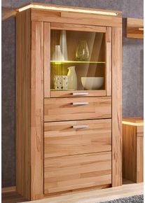 Vitrine VOGL M&Ouml;BELFABRIK, beige (kernbuche teilmassiv), B:82cm H:156cm T:40cm, Schr&auml;nke, Vitrine, H&ouml;he 156 cm