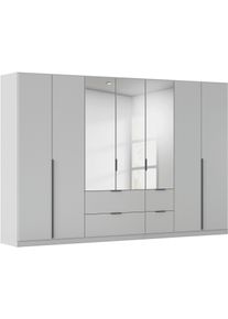 Dreht&uuml;renschrank OTTO HOME "Kleiderschrank Schrank Garderobe AGORDO mit Dekor- oder Hochglanzfront", grau (seidengrau), B:315cm H:210cm T:54cm, Holzwerkstoff, Schr&auml;nke, Dreht&uuml;renschrank, mit Au&szlig;enschubk&auml;sten, in 7 Breiten und 2 H&ouml;hen MADE IN GERMANY