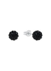 Paar Ohrstecker Amor, silberfarben, schwarz, schwarz, Ohrringe, Damen, 6mm, Silber 925 (Sterlingsilber), Paar Ohrstecker, mit Kristallglas