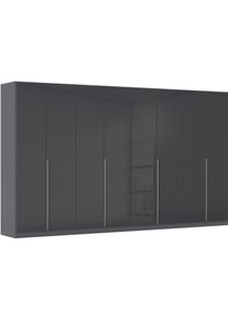 Dreht&uuml;renschrank OTTO HOME "Kleiderschrank Kleiderschr&auml;nke Schrank Garderobe AGORDO mit Glasfront", grau (graumetallic, glas basalt), B:360cm H:229cm T:54cm, Holzwerkstoff, Schr&auml;nke, Dreht&uuml;renschrank, durchdachte Innenausstattung, in 8 Breiten und 2 H&ouml;hen MADE IN GERMANY