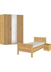 Schlafzimmer-Set Rauch "Komplettschlafzimmer Schlafzimmer EVELYN", braun (asteiche), Bett 100x200cm + ohne Matratze, B/H: 100cm x 200cm, Bett 100x200cm, Holzwerkstoff, Schlafzimmerm&ouml;bel-Sets, Schlafzimmer-Set, Schrank und Bett in 2 Breiten, Nachttisch 2 Schubladen MADE IN GERMANY