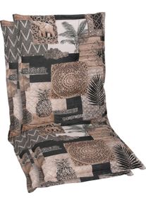 Sitzauflage GO-DE, braun (braun, natur), B:50cm T:108cm, Baumwolle, Polyester, Polsterauflagen, Sitzauflage, f&uuml;r Mittellehner