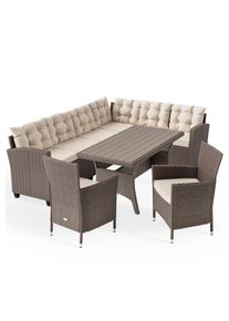 Casaria Polyrotan Loungeset Lissabon Grijs/Beige incl 2 stoelen