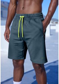 Funktionsshorts, Herren, Gr. XL (56/58), XXL, blau (petrol), Obermaterial: 50% Polyester, 45% Baumwolle, 5% Elasthan, LE JOGGER PERFORMANCE, bedruckt, kontrastfarbene Details, unifarben mit Farbeinsatz, bequem kniefrei, Hosen Funktionsshorts, Perfomance Shorts mit Kontrast-Kordel und Rei&szlig;verschlusstaschen