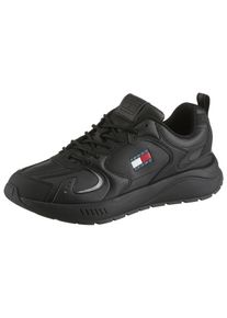 Sneaker Tommy Jeans "TJM RUNNER LEATHER", Herren, Gr. 46, schwarz, Lederimitat, Textil, Schuhe Sneaker, Freizeitschuh, Halbschuh, Schn&uuml;rschuh mit reflektierenden Details