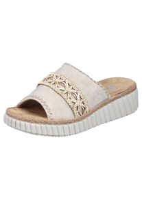 Pantolette Rieker, Damen, Gr. 36, beige (creme), Lederimitat, Schuhe Pantolette, Sommerschuh, Strandschuh, Urlaubschuh, Hausschuh mit softer Innensohle, Topseller