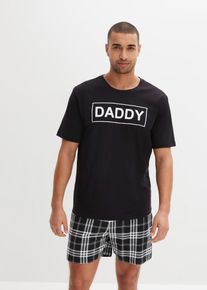 bonprix Pijama cu pantaloni scurți din bumbac, negru, 56/58 (XL)