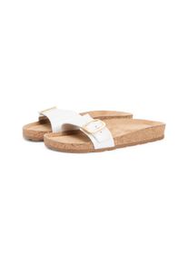 Pantolette Tommy Hilfiger "TH CLASSIC CORK SANDAL PEARL LTH", Damen, Gr. 39, ecru, Leder, unifarben, Basic, Schuhe Pantolette, Strandschuh, Pool Slides, Flat mit Logoemblem