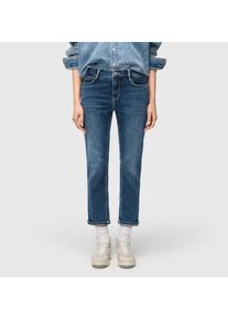7/8-Jeans MAC "DREAM cropped auth.", Damen, Gr. 36, L&auml;nge 29, blau (blau moon basic wash), Denim/Jeans, Obermaterial: 94% Baumwolle, 4% Elastomultiester, 2% Elasthan, straight fit 7/8-L&auml;nge, Jeans 7/8-Jeans, Innovativer Hyperstretch Denim mit figurformendem Shaping-Effekt