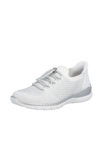 Slip-On Sneaker Rieker "Ready2GO", Damen, Gr. 42, wei&szlig;, silberfarben, Lederimitat, Textil, Schuhe Slip-On Sneaker, Slipper, Barfu&szlig;schuh, Halbschuh mit Schnellverschluss