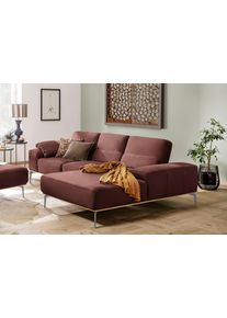 Ecksofa W.Schillig "run, Designsofa mit tollem Sitzkomfort, bequem, L-Form", rot (rosso marone z73), B:279cm H:88cm T:178cm, Longlife Xtra-Leder Z73: Naturwalkleder der Luxusklasse aus den erlesensten Rohh&auml;uten. Hautst&auml;rke 1, 1 &ndash; 1, 3 mm;ROHLEDER Jacquard-Flachgewebe Q2 W60 (63% Polyester, 37% Polyacryl);ROHLEDER Chenille-Flachgewebe Q2 W77 (68% Polyacryl, 32% Polyester);Stoff S37 (100% Polyester)