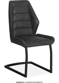 Esszimmerstuhl OMG DESIGN "Albany", grau (anthrazit, schwarz, anthrazit), B:51cm H:98cm T:62cm, Polyester, St&uuml;hle, Esszimmerstuhl, Esszimmerstuhl, pflegeleichter Bezug