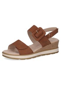 Keilsandalette Caprice, Damen, Gr. 38, cognac, Nubukleder, Schuhe Keilsandalette, Sommerschuh, Riemchensandale in bequemer Weite