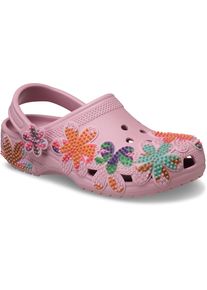 Clog Crocs "Classic Summer Beaded Clog", Damen, Gr. 37, rosa (mauve), Croslite&trade;, gebl&uuml;mt, kontrastfarbene Details, Schuhe Clog, Sommerschuh, Gartenschuh, Strandschuh in Bl&uuml;ten-Optik