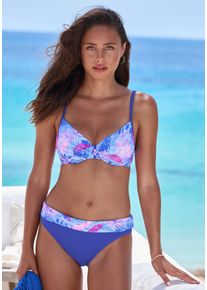 B&uuml;gel-Bikini Vivance, Damen, Gr. 44, Cup B, bunt (blau, bedruckt), Microfaser, bedruckt, Bikini-Sets B&uuml;gel-Bikini, mit stylischem Bl&auml;tterprint