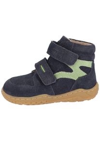 Barfu&szlig;schuh Lurchi "Samu Barefoot", Jungen, Gr. 33, navy, lime, Veloursleder, Schuhe Barfu&szlig;schuh, Klettschuh, mit Kontrastbesatz, Gr&ouml;&szlig;enschablone zum Download