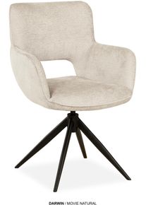Esszimmerstuhl OMG DESIGN "Darwin", natural, schwarz, natural, B:58cm H:85cm T:65cm, Polyester, St&uuml;hle, Esszimmerstuhl, Drehstuhl mit auto-return, Armlehnenstuhl