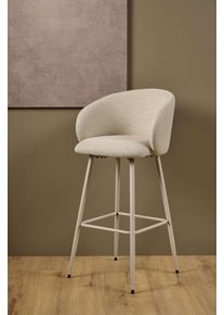 Barhocker ACTONA GROUP "Eleanor", beige, B:54cm H:105cm T:52cm, 100% Polyester, Hocker, Barhocker, Barhocker, Basel beige, Gestell grau rau, 2 Stk