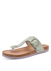 Zehentrenner Tamaris, Damen, Gr. 39, gr&uuml;n (mint), Textil, unifarben mit Farbeinsatz, Basic, Schuhe Zehentrenner, Schlupfschuh, Flats, Bequemschuh, Hausschuh mit T-Logo