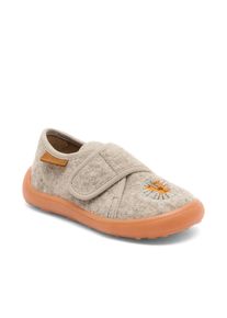 Hausschuh bisgaard "pav", M&auml;dchen, Gr. 33, natur, Wolle, bestickt, Schuhe Hausschuh, Homeslipper, Kindergarten-Hausschuh mit Klettverschluss