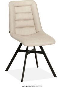 Esszimmerstuhl OMG DESIGN "Niels", beige (toffee, schwarz, toffee), B:47cm H:88,5cm T:62,5cm, Polyester, St&uuml;hle, Esszimmerstuhl, Esszimmerstuhl, pflegeleichter Bezug