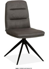 Esszimmerstuhl OMG DESIGN "Giza", anthrazit, schwarz, anthrazit, B:48cm H:88cm T:63cm, Polyester, St&uuml;hle, Esszimmerstuhl, Drehstuhl mit auto-return, pflegeleichter Bezug