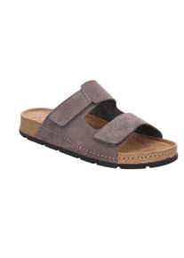 Pantolette Rohde "SOAVE", Herren, Gr. 47, grau, Veloursleder, unifarben, Basic, Schuhe Pantolette, Sommerschuh, Hausschuh, Klettschuh mit Softfu&szlig;bett