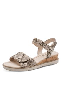 Keilsandalette Tamaris, Damen, Gr. 42, beige snake, Textil, Reptilienpr&auml;gung, Schuhe Keilsandalette, Riemchensandale, Sommerschuh in veganer Verarbeitung