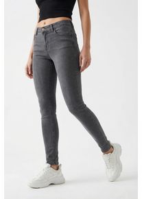 Skinny-fit-Jeans Only "ONLRAIN REG SKINNY JEANS DNM CRYOD655", Damen, Gr. XS (34), L&auml;nge 32, blau (grau denim), Denim/Jeans, Obermaterial: 53% Viskose, 29% Baumwolle, 17% Polyester, 1% Elasthan, unifarben, skinny fit lang, Jeans Skinny-fit-Jeans, Materialmix, regular fit