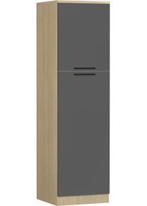 Vorratsschrank KOCHSTATION "Luna, Hochschrank, K&uuml;chenvorratsschrank, Speiseschrank, Made in Italy", anthrazit, eiche chopinfarben, B:60cm H:214,5cm T:60cm, Schr&auml;nke, Vorratsschrank, B/T/H: 60&times;60&times;214,5 cm, mit 6 gro&szlig;z&uuml;gigen F&auml;chern